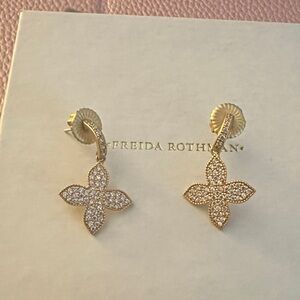 FREIDA ROTHMAN VENETIAN PRINCESS FLOWER PAVE EARINGS